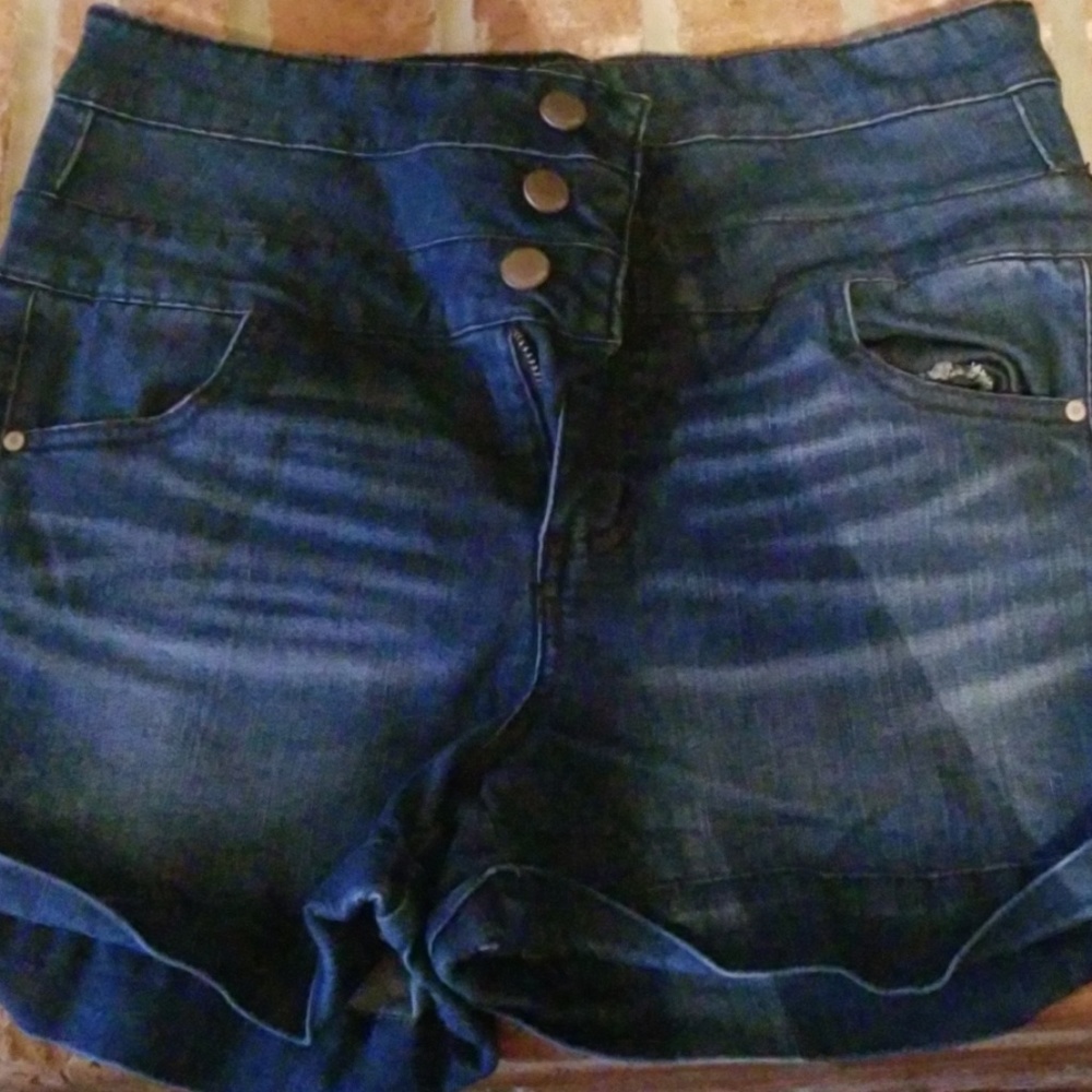 High waisted denim shorts